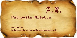 Petrovits Miletta névjegykártya